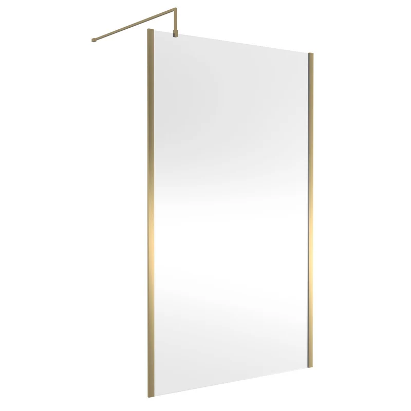 Nuie Outer Frame 8mm Wetroom Screen & Support Bar (1850mm High) - Brushed Brass