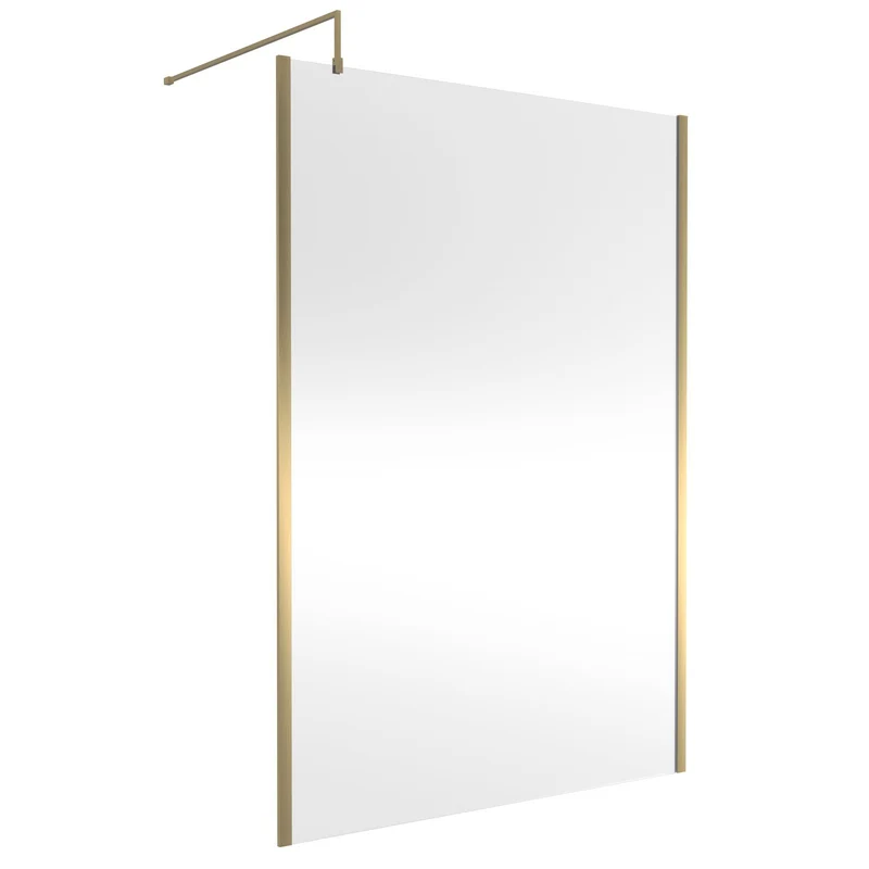 Nuie Outer Frame 8mm Wetroom Screen & Support Bar (1850mm High) - Brushed Brass