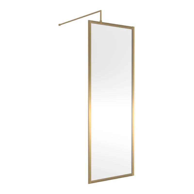 Nuie Full Outer Frame Wetroom Screen 2 Panel Pack (1850mm High) - Brushed Brass