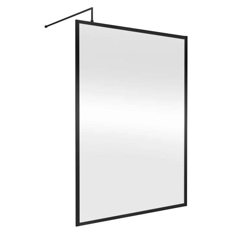 Nuie Full Outer Frame Wetroom Screen & Support Bar (1850mm High) - Satin Black