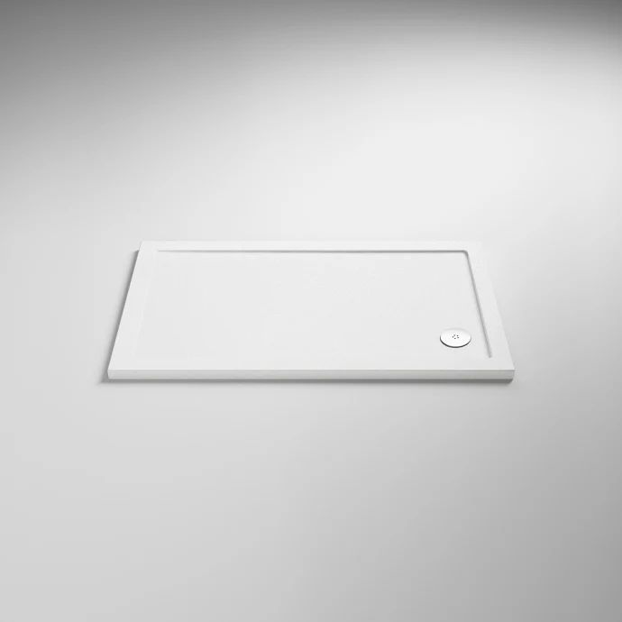 Nuie Slip Resistant Rectangular Matt White Stone Resin Shower Tray