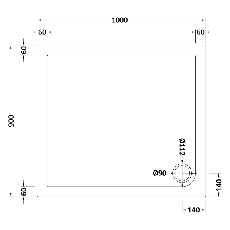 Nuie Slip Resistant Rectangular Matt White Stone Resin Shower Tray