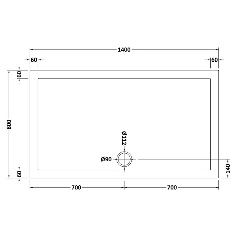 Nuie Slip Resistant Rectangular Matt White Stone Resin Shower Tray