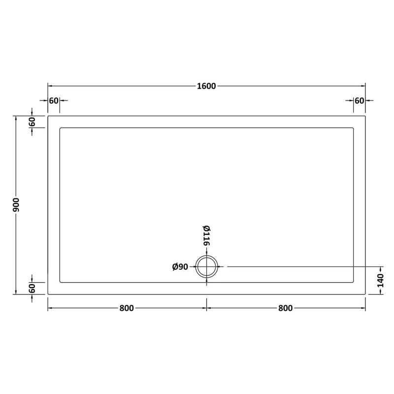 Nuie Slip Resistant Rectangular Matt White Stone Resin Shower Tray