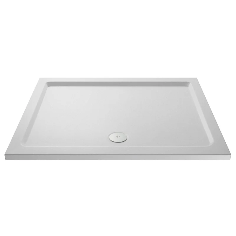 Nuie Slip Resistant Rectangular Matt White Stone Resin Shower Tray
