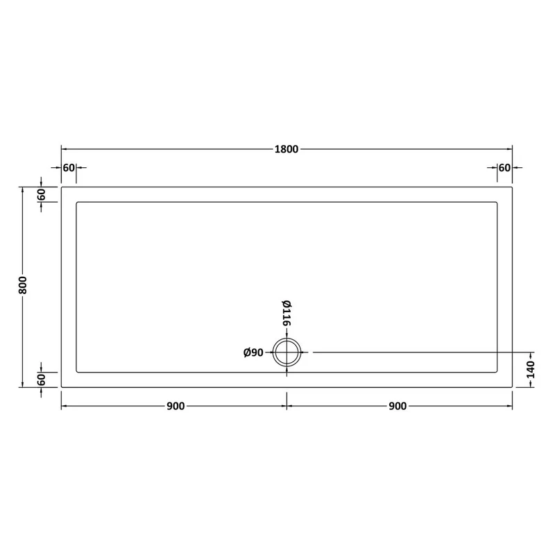 Nuie Slip Resistant Rectangular Matt White Stone Resin Shower Tray