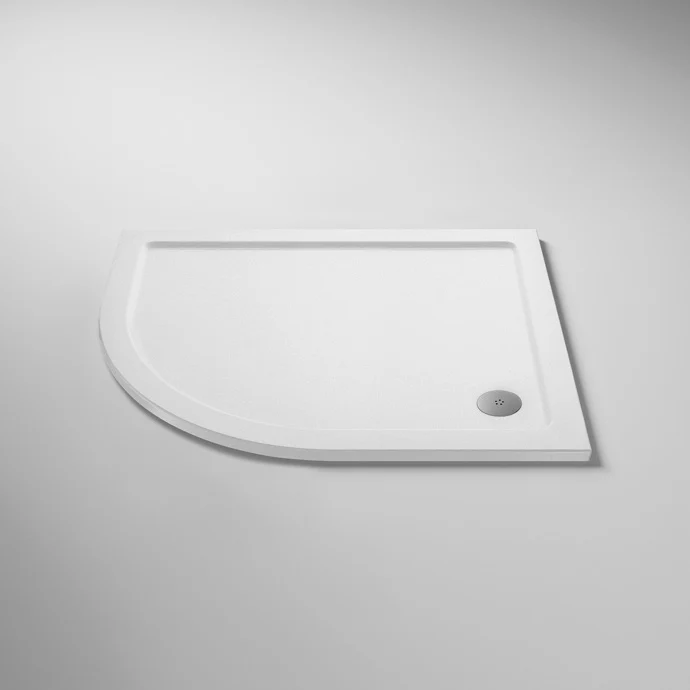 Nuie Slip Resistant Offset Quadrant Matt White Stone Resin Shower Tray