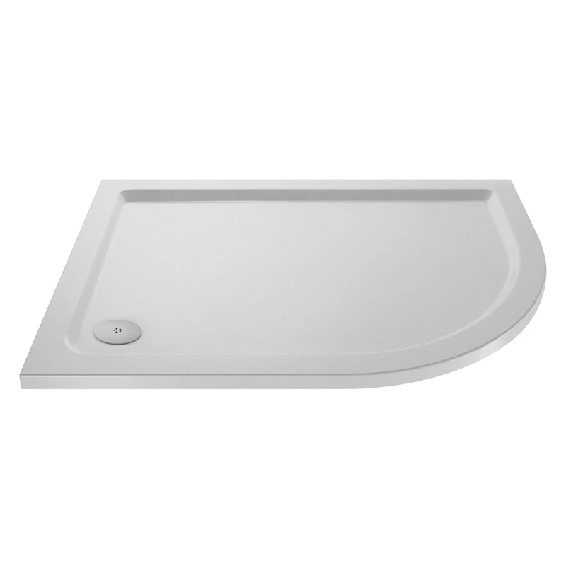 Nuie Slip Resistant Offset Quadrant Matt White Stone Resin Shower Tray