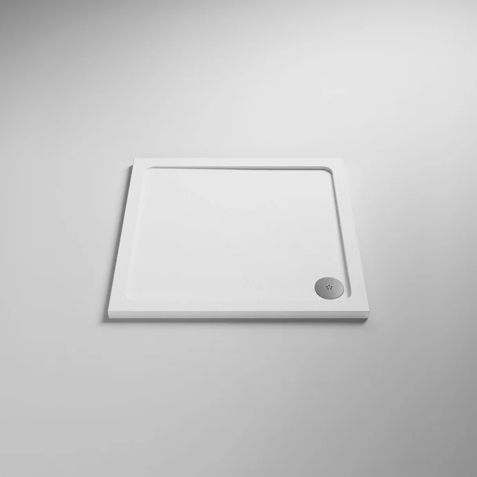 Nuie Slip Resistant Square Matt White Stone Resin Shower Tray