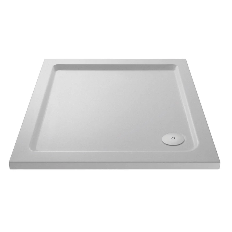 Nuie Slip Resistant Square Matt White Stone Resin Shower Tray