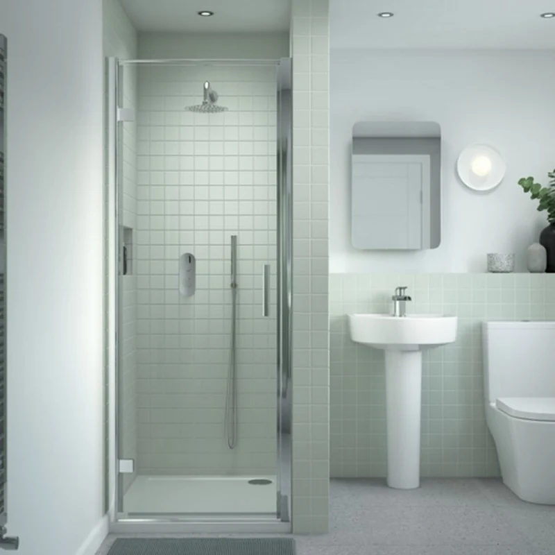 Nuie Pearlstone Square Gloss White Stone Resin Shower Tray