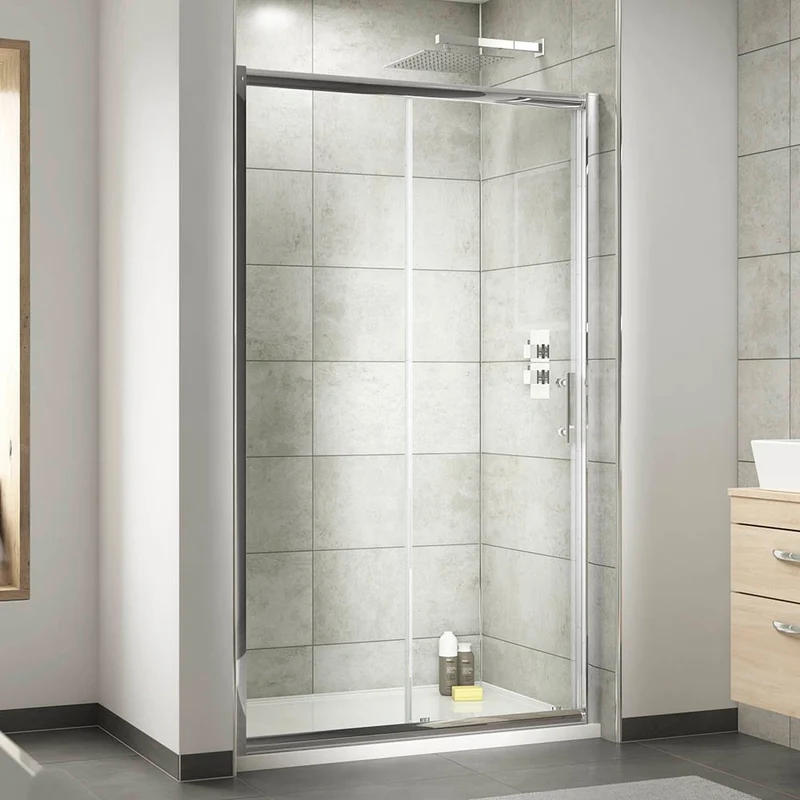 Nuie Pearlstone Rectangular Gloss White Stone Resin Shower Tray