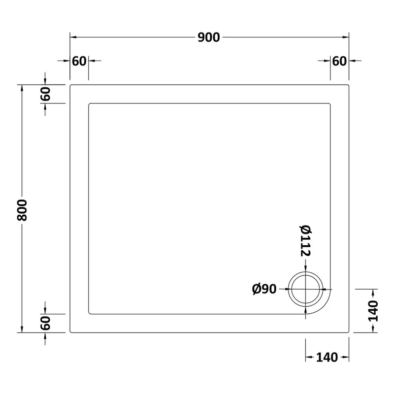Nuie Pearlstone Rectangular Gloss White Stone Resin Shower Tray