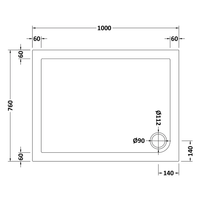 Nuie Pearlstone Rectangular Gloss White Stone Resin Shower Tray