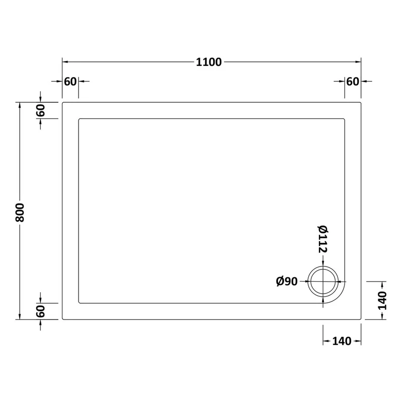 Nuie Pearlstone Rectangular Gloss White Stone Resin Shower Tray
