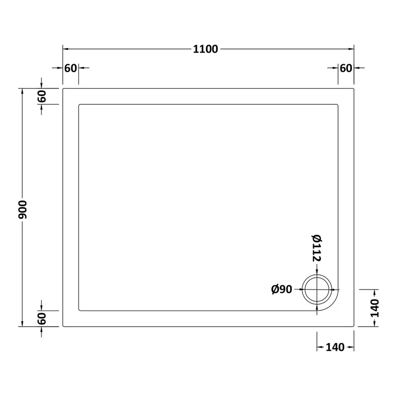Nuie Pearlstone Rectangular Gloss White Stone Resin Shower Tray