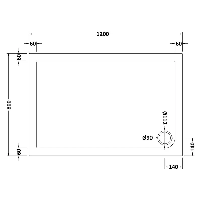 Nuie Pearlstone Rectangular Gloss White Stone Resin Shower Tray