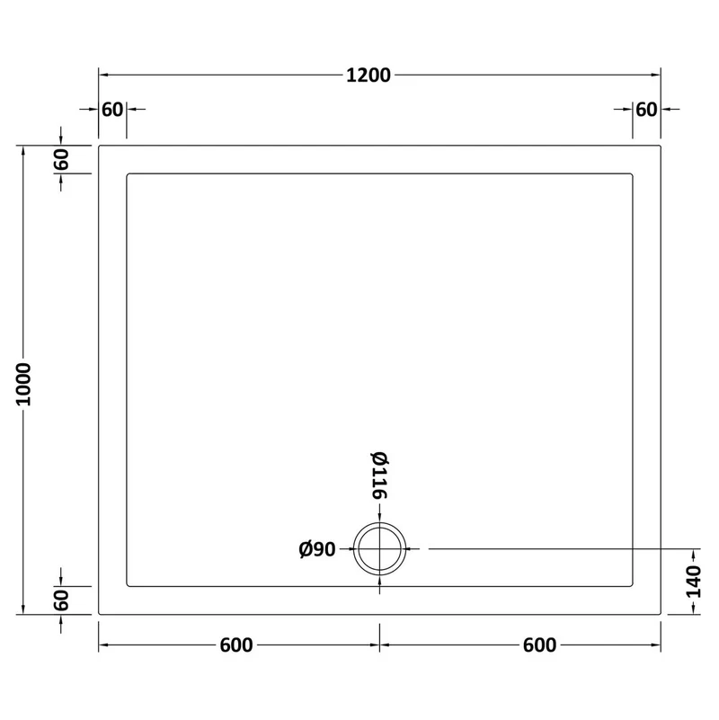 Nuie Pearlstone Rectangular Gloss White Stone Resin Shower Tray