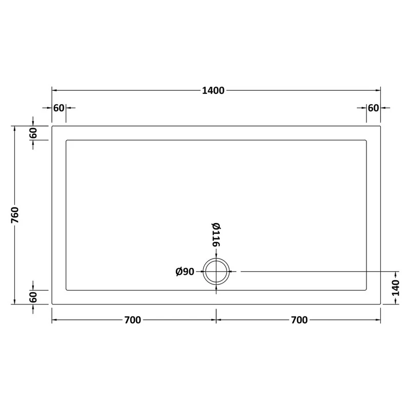 Nuie Pearlstone Rectangular Gloss White Stone Resin Shower Tray