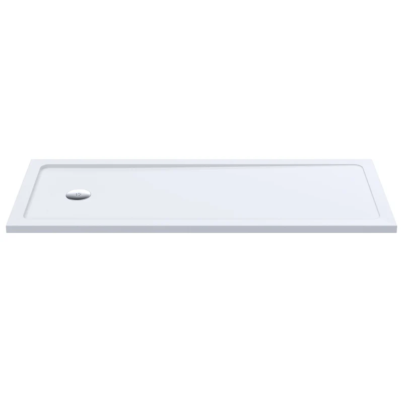 Nuie Pearlstone Rectangular Gloss White Stone Resin Shower Tray