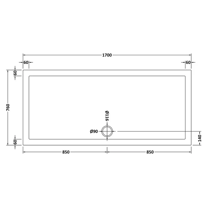 Nuie Pearlstone Rectangular Gloss White Stone Resin Shower Tray