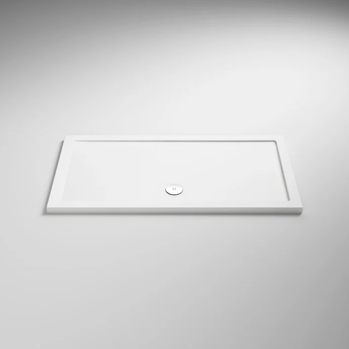 Nuie Pearlstone Rectangular Gloss White Stone Resin Shower Tray
