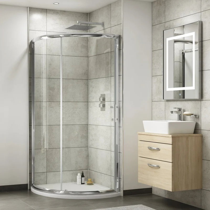 Nuie Pearlstone Quadrant Gloss White Stone Resin Shower Tray