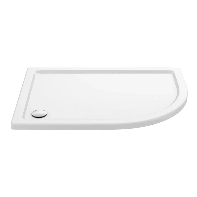 Nuie Pearlstone Offset Quadrant Gloss White Stone Resin Shower Tray