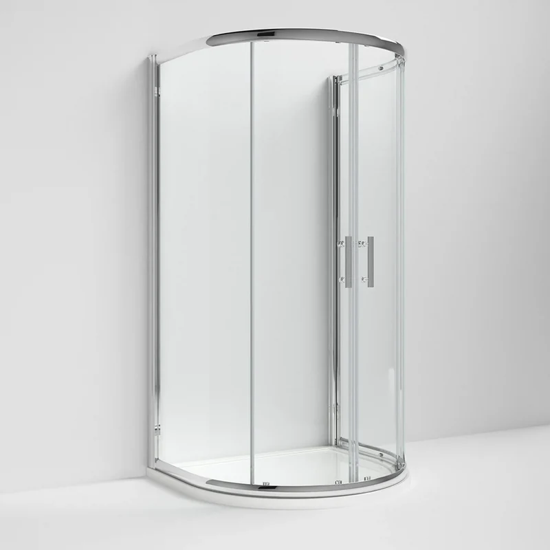 Nuie Pearlstone D Shape Gloss White Stone Resin Shower Tray - 1050 x 950mm