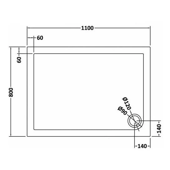 Nuie Slate Grey Rectangular Stone Resin Shower Tray