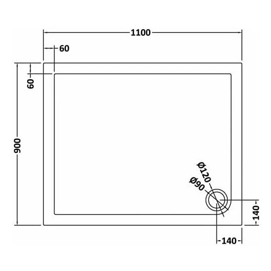 Nuie Slate Grey Rectangular Stone Resin Shower Tray
