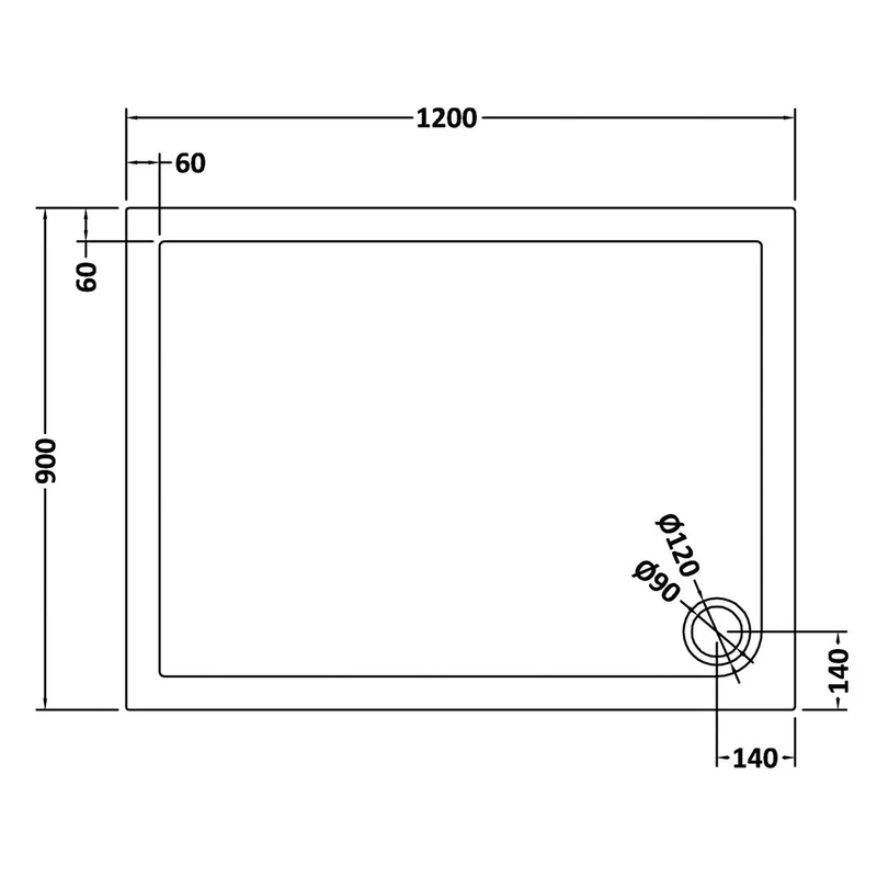 Nuie Slate Grey Rectangular Stone Resin Shower Tray