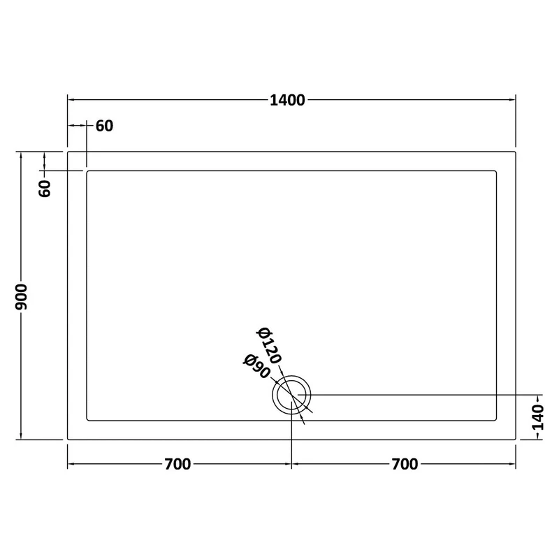 Nuie Slate Grey Rectangular Stone Resin Shower Tray