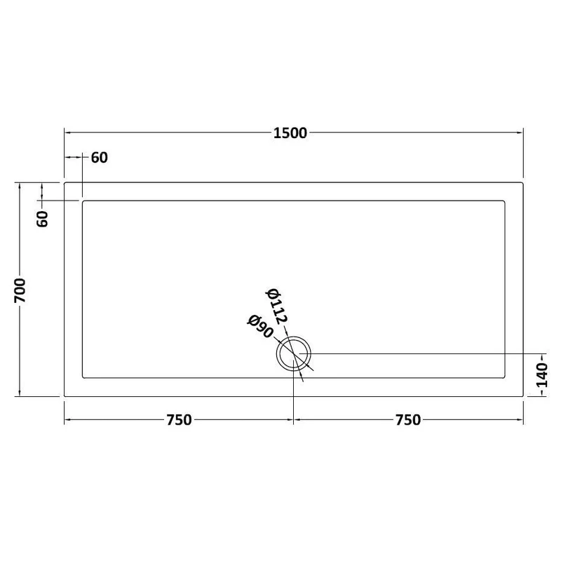 Nuie Slate Grey Rectangular Stone Resin Shower Tray