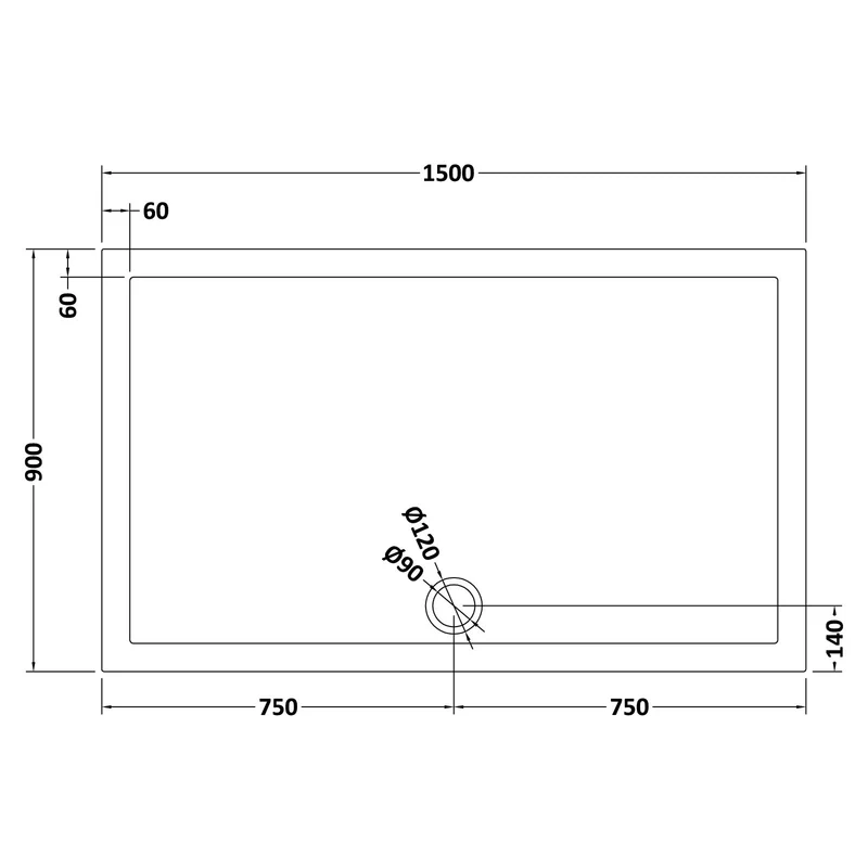 Nuie Slate Grey Rectangular Stone Resin Shower Tray