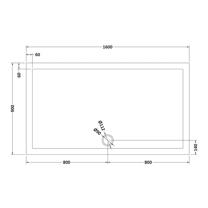 Nuie Slate Grey Rectangular Stone Resin Shower Tray