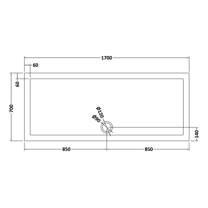 Nuie Slate Grey Rectangular Stone Resin Shower Tray