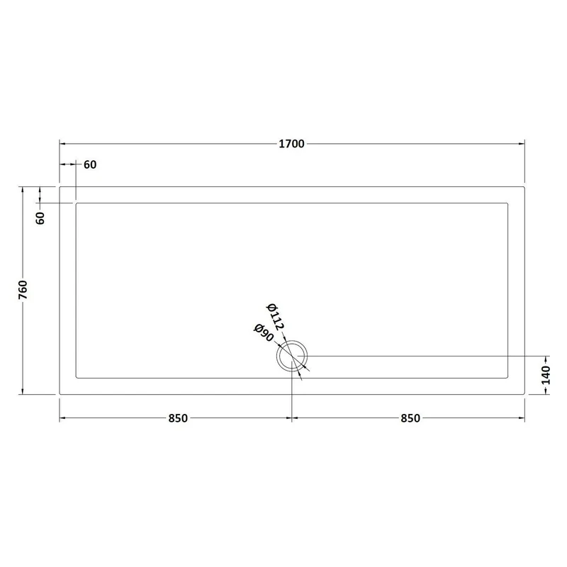 Nuie Slate Grey Rectangular Stone Resin Shower Tray
