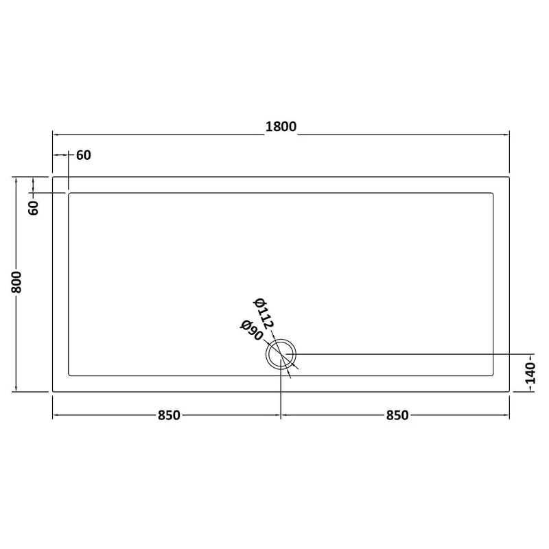 Nuie Slate Grey Rectangular Stone Resin Shower Tray