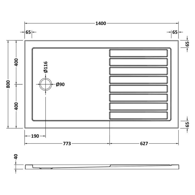 Nuie Slate Grey Rectangular Walk In Shower Tray