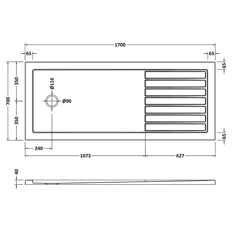 Nuie Slate Grey Rectangular Walk In Shower Tray