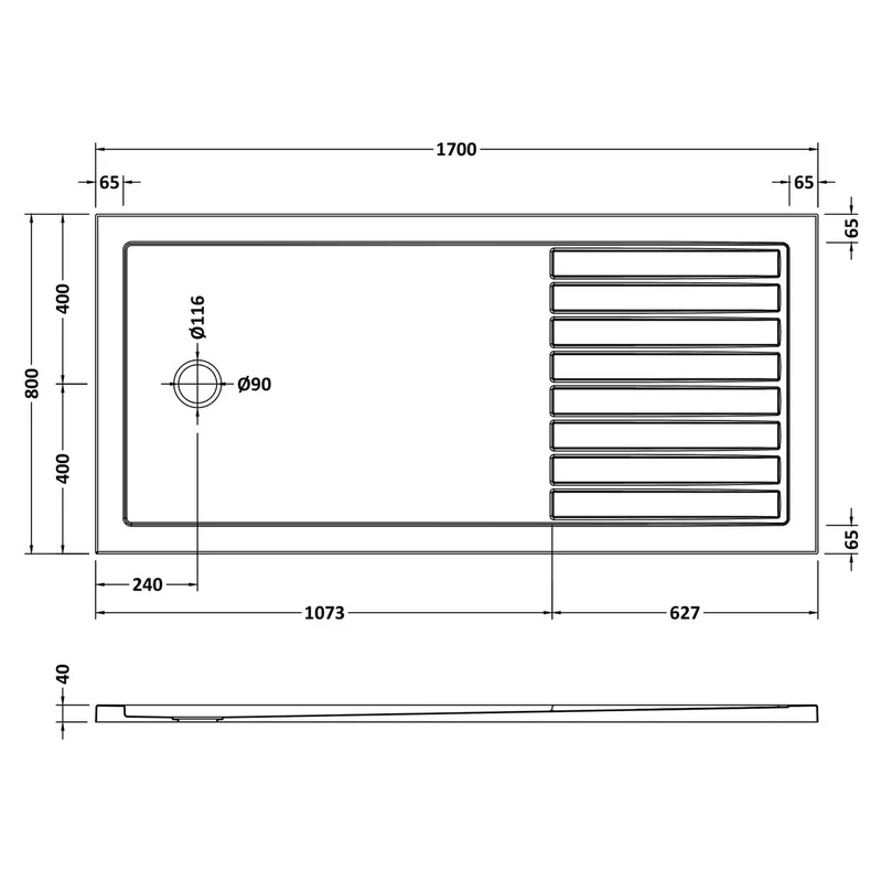 Nuie Slate Grey Rectangular Walk In Shower Tray