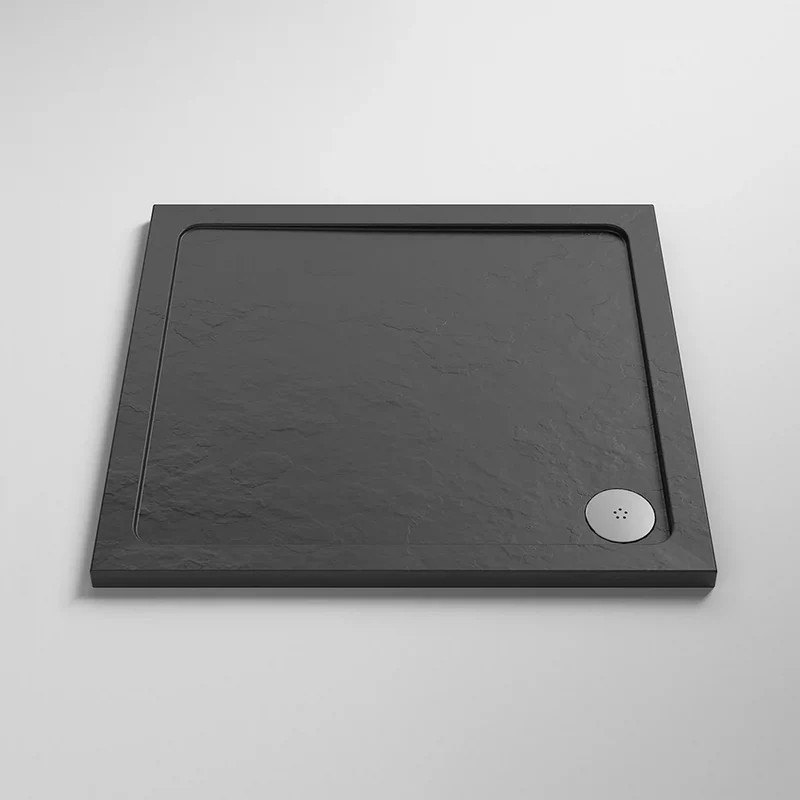 Nuie Slate Grey Square Stone Resin Shower Tray