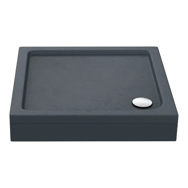 Nuie Slate Grey Square Stone Resin Shower Tray