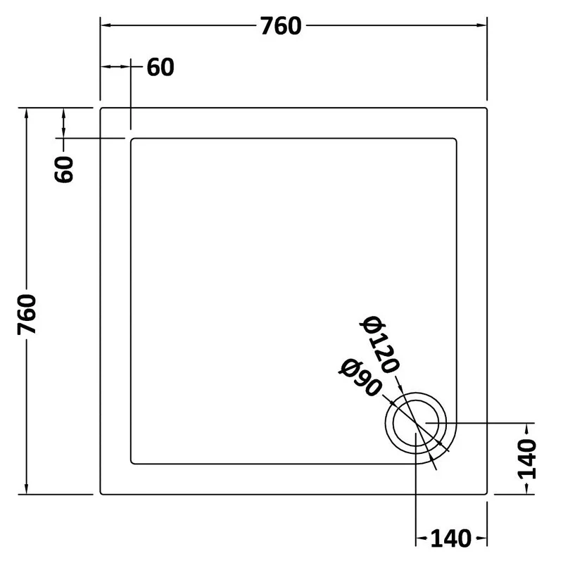 Nuie Slate Grey Square Stone Resin Shower Tray