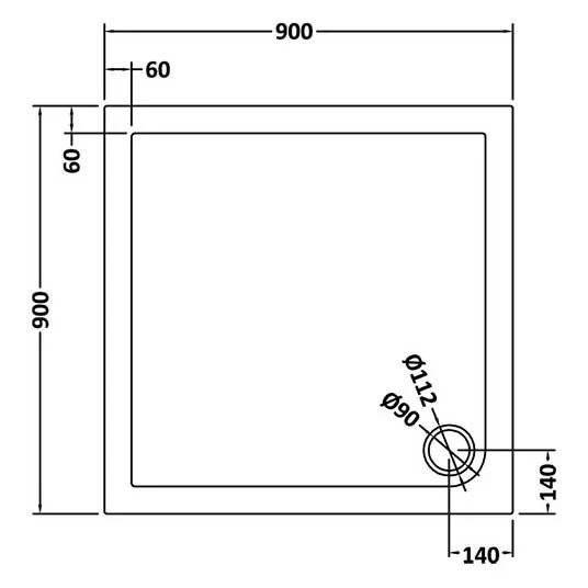 Nuie Slate Grey Square Stone Resin Shower Tray