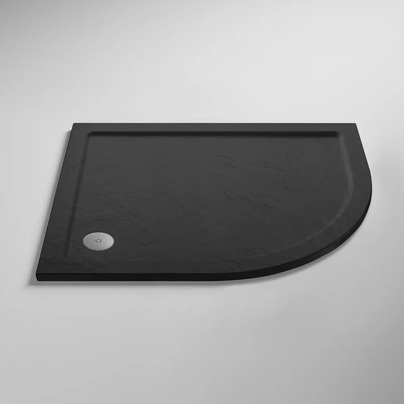 Nuie Slate Grey Offset Quadrant Stone Resin Shower Tray