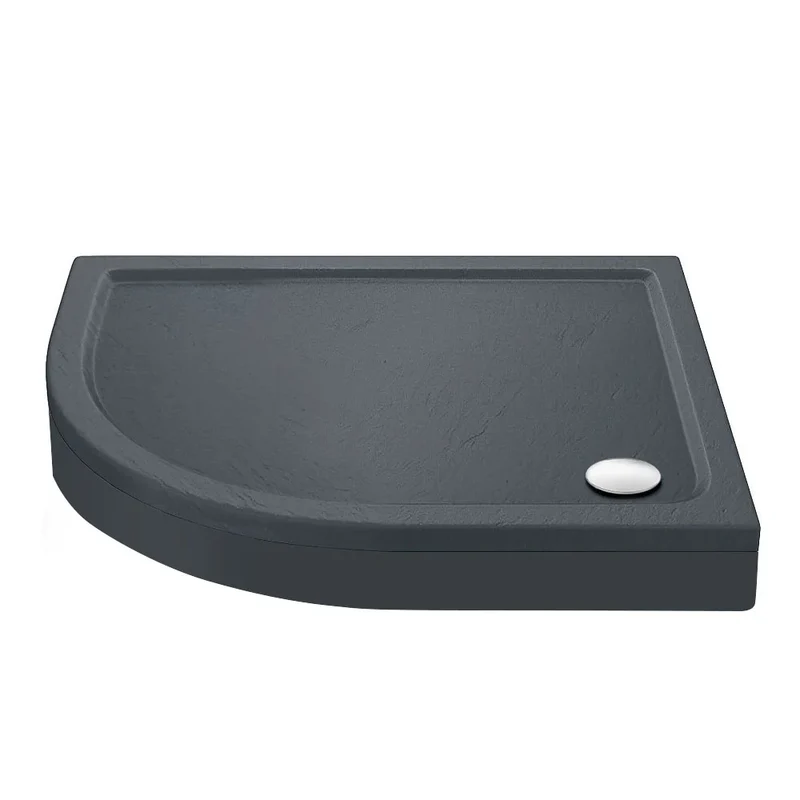 Nuie Slate Grey Offset Quadrant Stone Resin Shower Tray