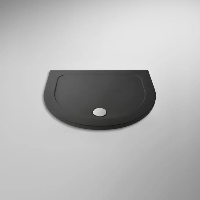 Nuie Slate Grey D Shape Stone Resin Shower Tray - 1050 x 950mm