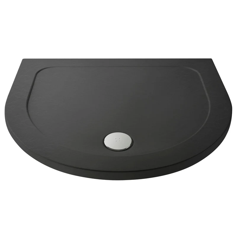 Nuie Slate Grey D Shape Stone Resin Shower Tray - 1050 x 950mm